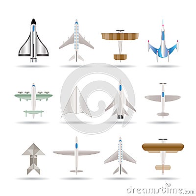 Different types of plane icons Vector Illustration