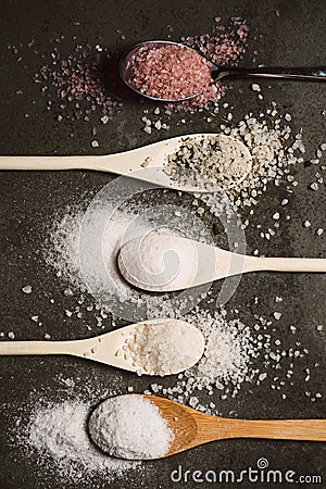 Different types of salt Stock Photo