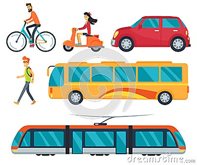 Different Types of Transport Vector Illustration Vector Illustration