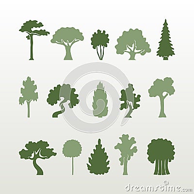 Different types of trees vector. Vector Illustration