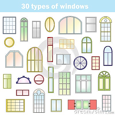 Different types of windows Vector Illustration