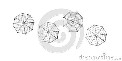 Different umbrellas from above on white background Stock Photo