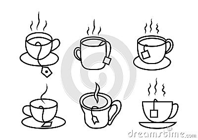 Different variations of teacups drawings Stock Photo