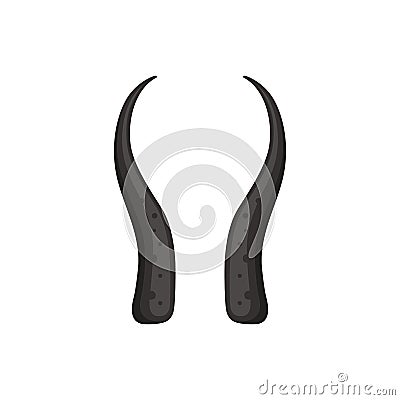 Different vector horns , deer skull and moose horny hunting trophy. Antler, antelope, goat, deers and elk animal horn. Vector Illustration