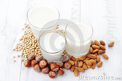 Different vegan milk Stock Photo