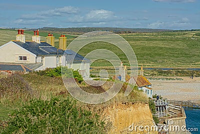 Coastguard Cottages. South Downs, Cuckmere, Sussex Editorial Stock Photo