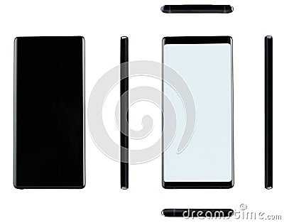 Different views of black generic smartphone Stock Photo