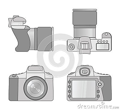 Different views of digital camera Vector Illustration