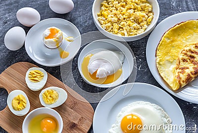 Different ways of cooking eggs Stock Photo
