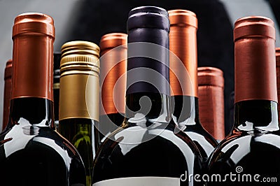 Different wine bottles Stock Photo