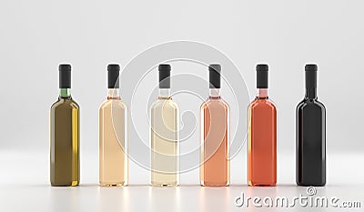 Different Wine Bottles Without Labels Stock Photo