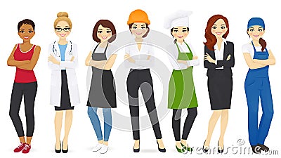 Different woman professions set Vector Illustration