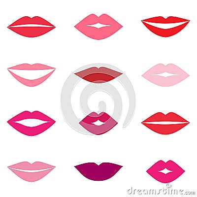 Different women`s lips vector set Vector Illustration
