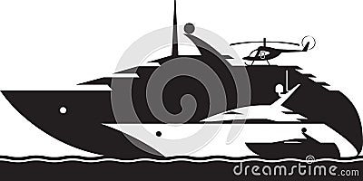 Different yachts in the sea Vector Illustration