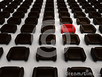 Differentiation concept with red armchair Stock Photo