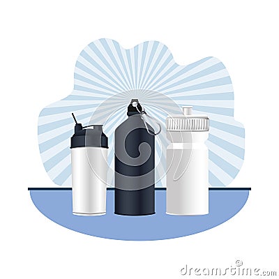 Differents bottles packings products branding Vector Illustration