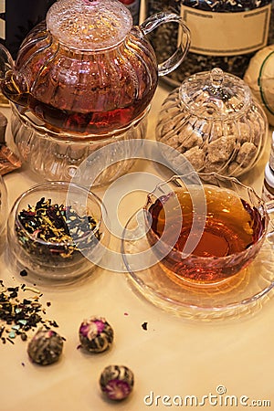 Diffferent tea set Stock Photo