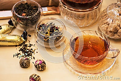 Diffferent tea set Stock Photo