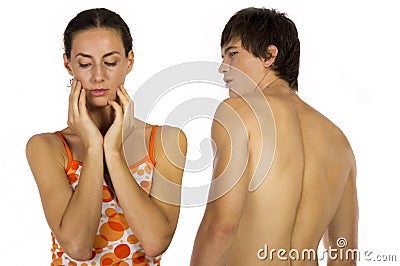 A difficult conversation, row Stock Photo