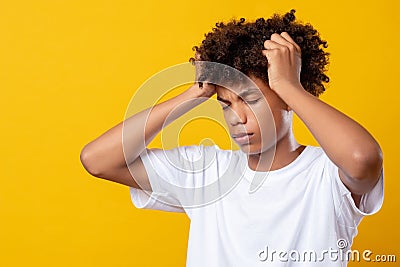 Difficult decision headache frustration tired male Stock Photo