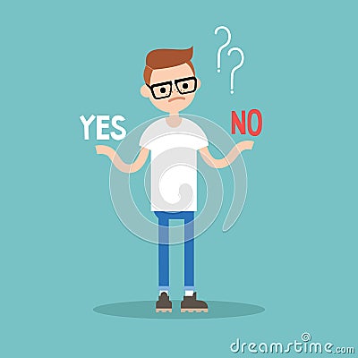 Difficult decision. Yes or no. Conceptual illustration Cartoon Illustration