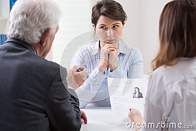 Difficult job interview Stock Photo