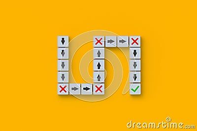 A difficult path to success. Overcoming obstacles. Lots of wrong decisions Stock Photo