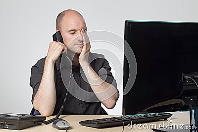 Difficult phone call Stock Photo