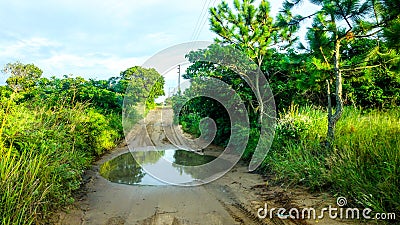 Difficult road in Mozambique Stock Photo