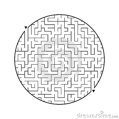 Difficult round labyrinth. Game for kids. Puzzle for children. One entrance, one exit. Maze conundrum. Flat vector illustration is Vector Illustration