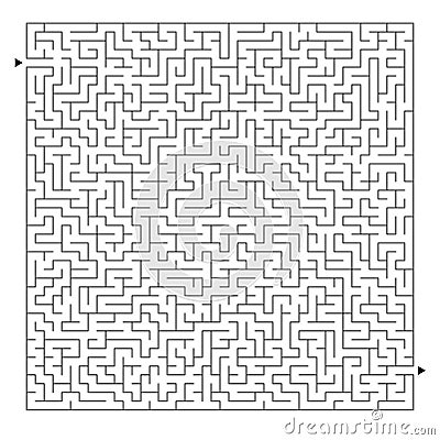 Difficult square maze. Game for kids and adults. Puzzle for children. One entrance, one exit. Labyrinth conundrum. Flat vector Vector Illustration