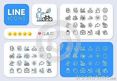 Difficult stress, Face biometrics and Strawberry line icons for web app. Pictogram icon. App line icons. Vector Vector Illustration