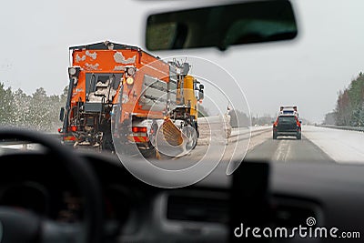 Snow Plows clear the track Stock Photo