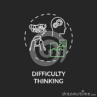 Difficulty thinking chalk RGB color concept icon Vector Illustration