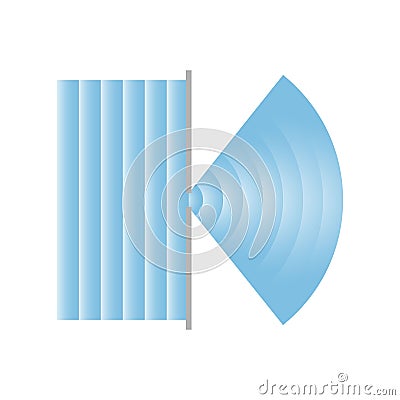 diffraction of light waves diagram. Vector Illustration