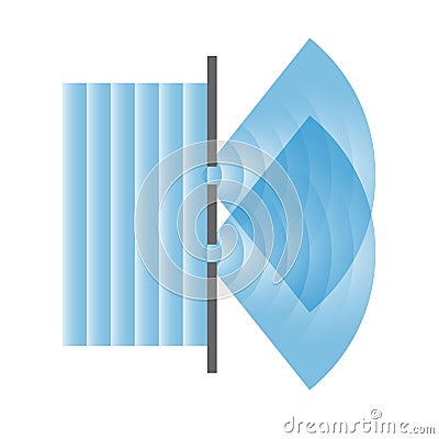 diffraction of light waves diagram. Vector Illustration