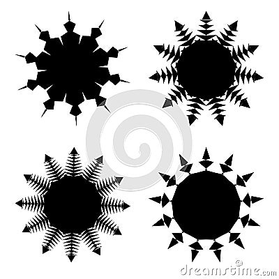 Diffrent stars set: black color sets for Christmas stars, festival celebrations, Vector Illustration