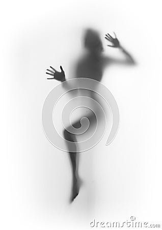 Diffuse woman body silhouette, legs, palms, Stock Photo