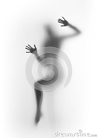 Diffuse woman silhouette, hands Stock Photo