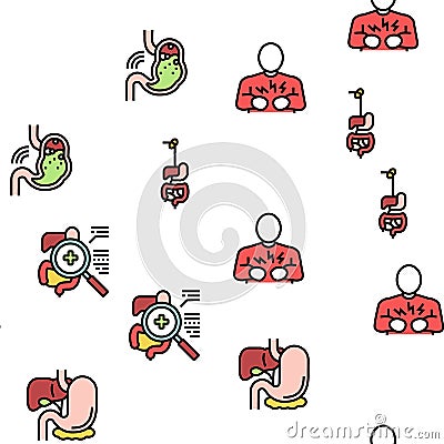 Digestion Disease And Treatment Icons Set Vector Vector Illustration