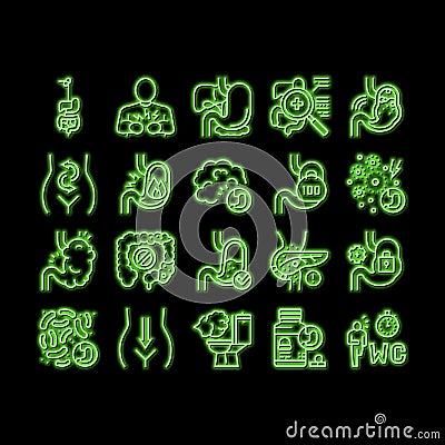 Digestion Disease And Treatment neon glow icon illustration Vector Illustration