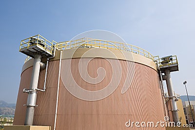 Digestion tank in a sewage treatment plant Stock Photo