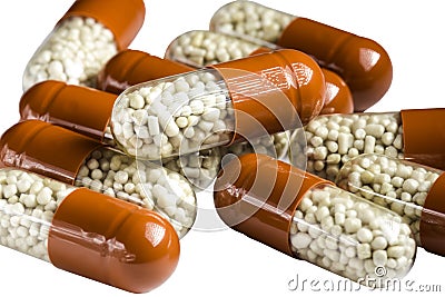 Digestive pills isolated on white background. Stock Photo