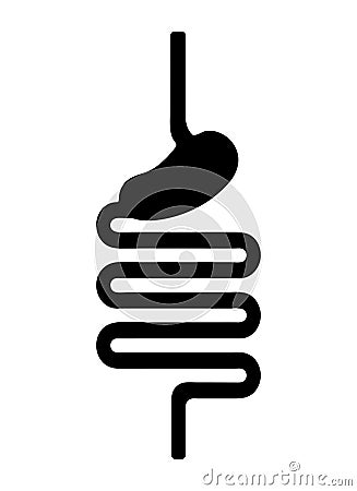 Black silhouette of human digestive system Vector Illustration