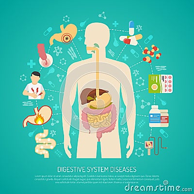 Digestive System Diseases Illustration Vector Illustration