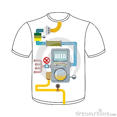 Digestive tract of beer lover. larynx, alcohol tank. Filter and Vector Illustration