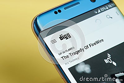 Digg application menu Editorial Stock Photo