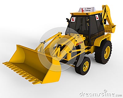 Digger driving school concept Stock Photo