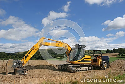 Digger and Dumper Truck Stock Photo