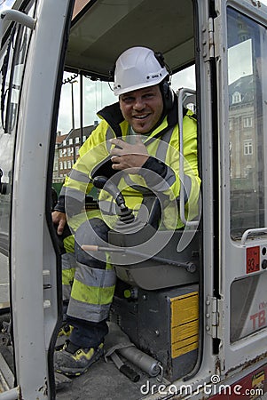 DIGGING ROAD AROUND DANISH CAPITAL Editorial Stock Photo